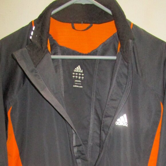 Other - adidas men awesome full front zipper jacket  size L Large blue orange armpit - a